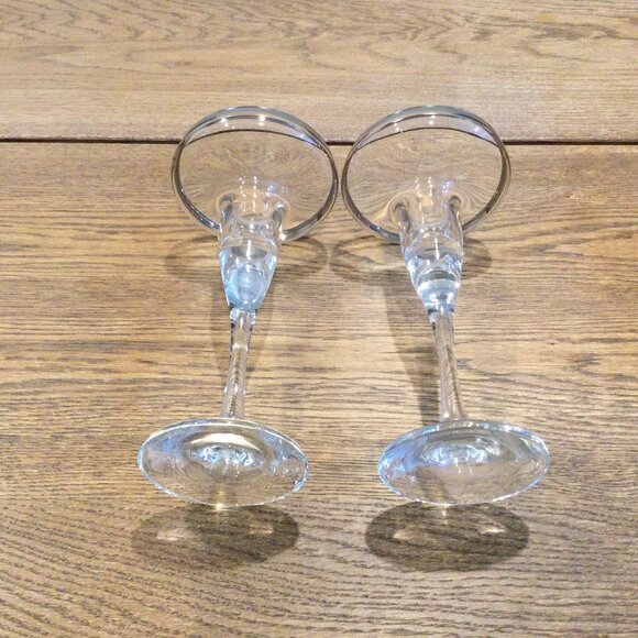 2 Circle Clear Glass Candle Stick Holders - Picture 3 of 5